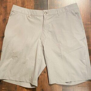Adidas Golf Shorts Athletic Stretch Light Khaki Gray Performance Flat Men's 36